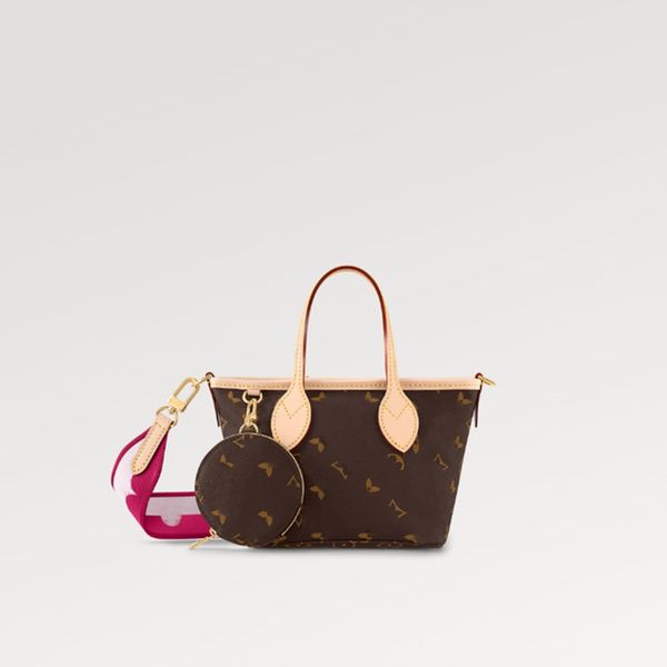 Explosão NOVA bolsa feminina M46786 BB para sempre favorita mini tote bolsa alça têxtil ajustável bolsa de moedas carteira peônia rosa lona couro couro dourado bem