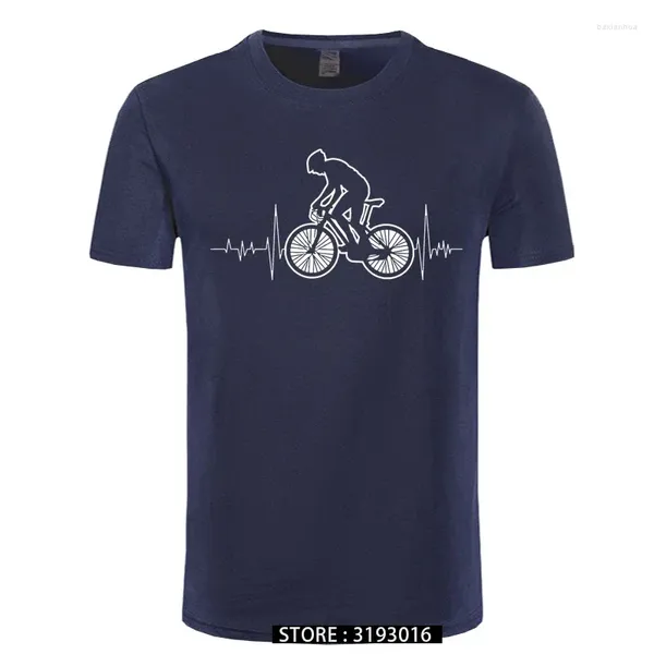 Мужские костюмы A1337, футболка, брендовая одежда, велосипедный логотип, горный велосипед, сердцебиение, забавная велосипедная подарочная футболка