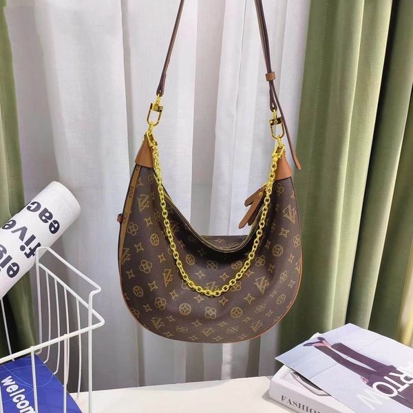 Mulheres Designer Crossbody Hobo Loop Bolsa de Ombro Luxo Bolsa Croissant Chain Bags Meia Lua Underarm Bolsas Grande Capacidade Totes Removíveis Zipper Bolsas