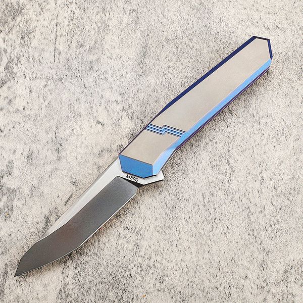 Coltello pieghevole tattico di fascia alta M390 Lama di lavaggio Stown TC4 Maniglia in lega di titanio Cuscinetto a sfere Coltelli tascabili EDC Coltelli da caccia da campeggio Imballaggio in nylon