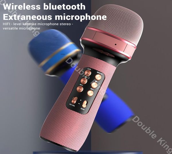 Ws898 bluetooth microfone portátil sem fio karaokê duplo alto-falante condensador mic player cantando para ios android smart tv2620881