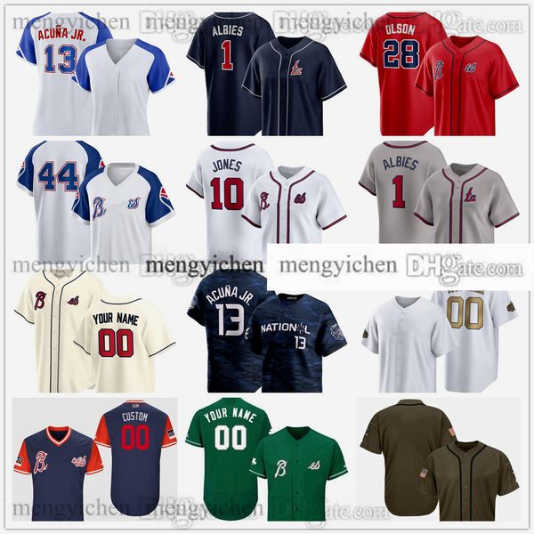 Camisa de beisebol costurada 2024 32 Smith-Shawver 53 Jackson Stephens 19 Huascar Ynoa 11 Arcia 15 Luis Guillorme 24 Jarred Kelenic 67 J.P.