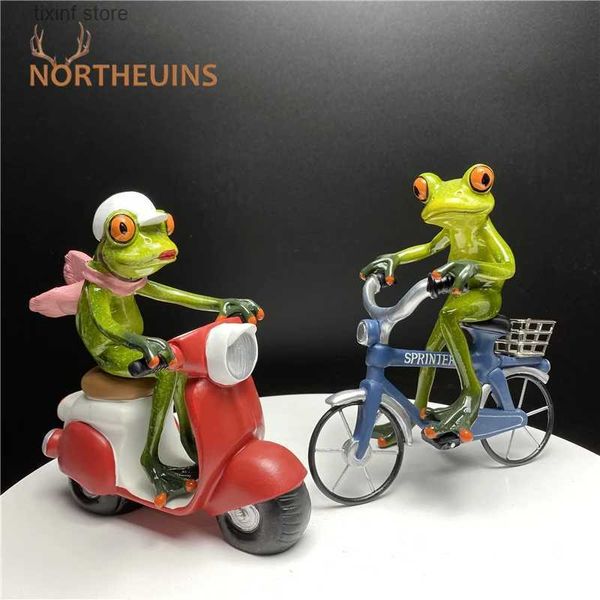 Oggetti decorativi Figurine NORTHEUINS Resina Leggy Rana Figurine in miniatura Statua di animali Decorazione del desktop Souvenir per interni Modern Home Decor Loft T240