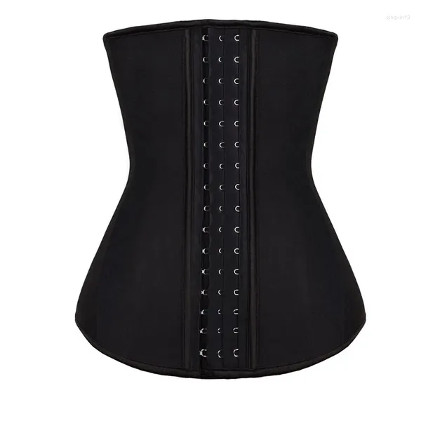 Shaper da donna Corsetti modellanti per il corpo in lattice da donna con 3 ganci Corsetto cincher Cintura dimagrante superiore Shapewear nero Taglie forti