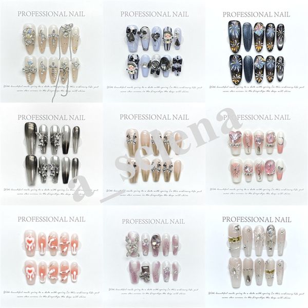 False Nails, Glitter Butterfly Butterfly unha com cola Bling Press on Y2K Reutilable Coffin Tips Gift XS S M L