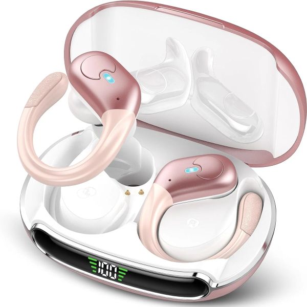 Veri auricolari Bluetooth Controllo pulsanti Gancio per l'orecchio sportivo Display LED Cuffie wireless Auricolari stereo HiFi Cuffie impermeabili