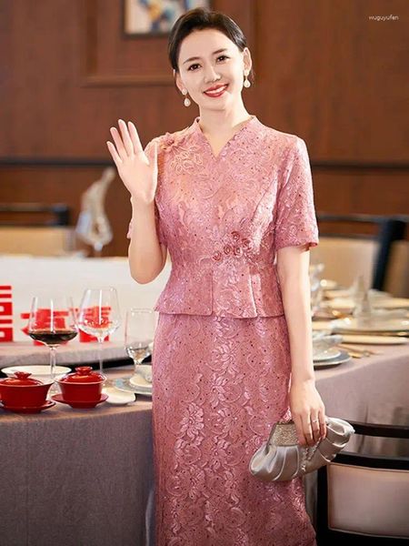 Abbigliamento etnico Yourqipao Abito da cerimonia nuziale tradizionale cinese Plus Size Madre della sposa Cheongsam Abiti da sera Donna Qipao Prom