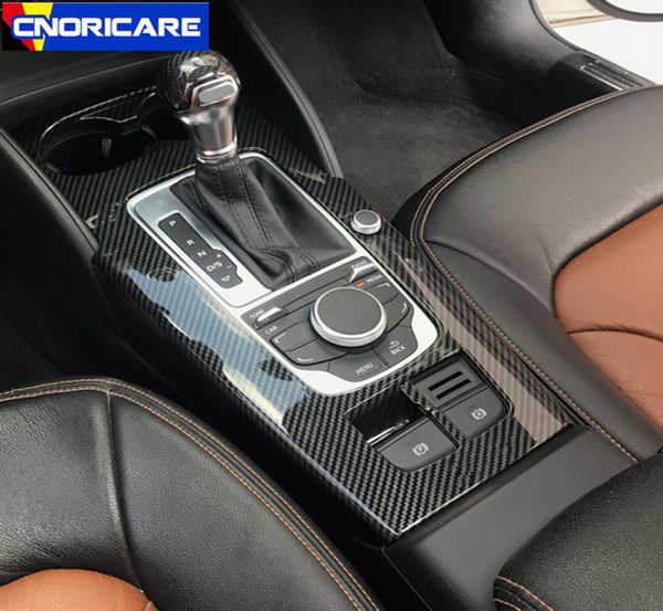 Carbon Faser Farbe Auto Center Konsole Getriebe Shift Panel Dekoration Aufkleber Trim Für A3 8V 2014-18 LHD ABS Innen Styling3874322