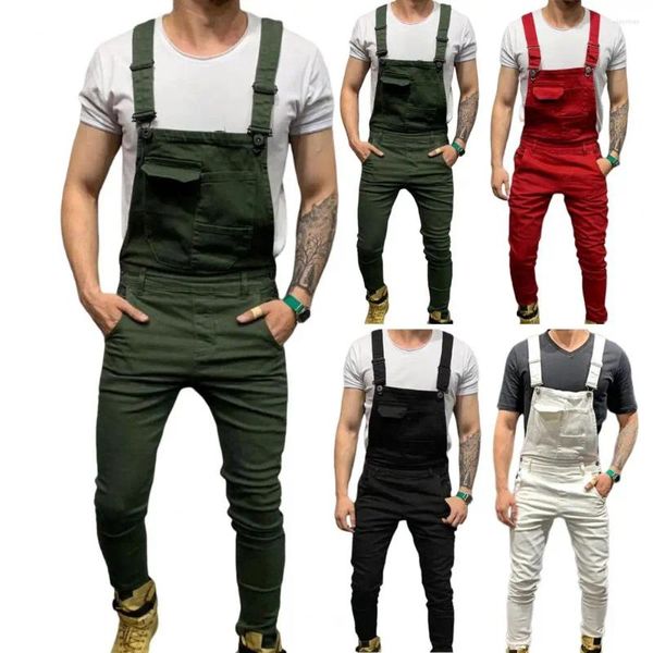 Herrenhose Herren-Overall, weich, einfarbig, mittelhoher Overall, schmal, lang, für Büro