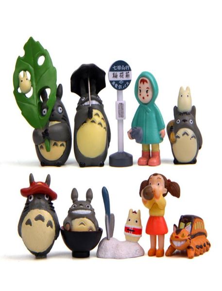 10 peças figuras de ação do filme Totoro pode ônibus gato pvc mini brinquedos artwares bolo toppers 0724inch9459508