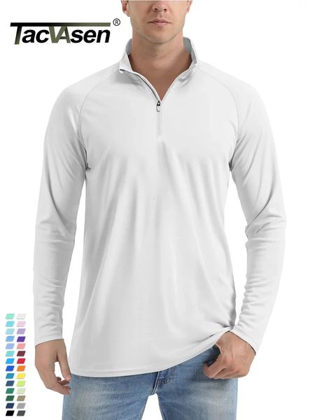 Tacvasen upf 50 proteção sunuv camiseta masculina 14 zip pulôver pesca ao ar livre natação caminhadas desempenho uv camisetas topos 240301