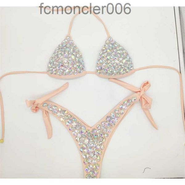 Férias Diamante Bikini Set Swimwear Cristal Banheira Sexy Mulheres Biquini Bling Stones Swimsuit 210629 EID3