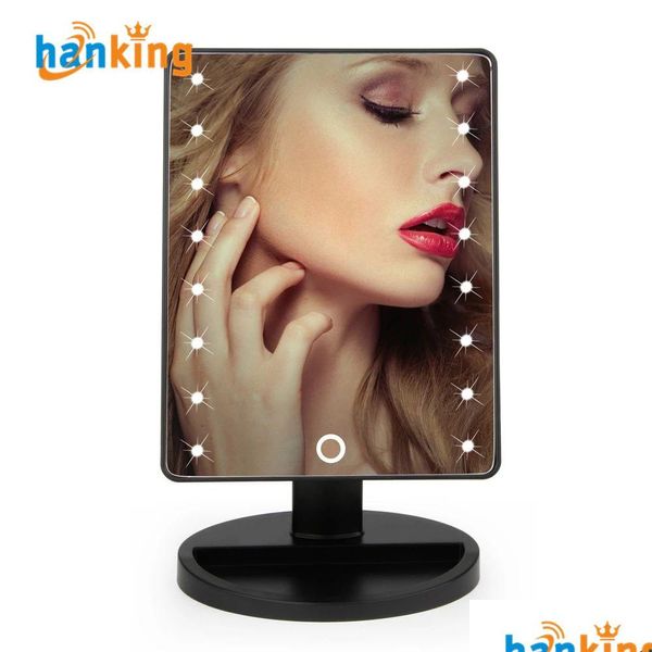 Espelhos compactos 360 graus de rotação Touch Sn compõem espelhos LED cosméticos dobrável bolso compacto portátil com iluminação 16/22 Dimmable Dhpis