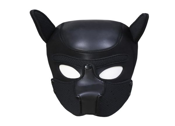 Nuovo design Bondage Gear Cappuccio per cani Nero Rosso Maschera per cuccioli Muso per giochi sessuali BDSM Costume erotico Imbracatura per la testa rimovibile Bocca Pad3188249