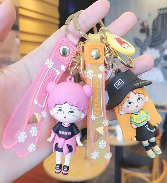 Moda Figürleri Bebek Anahtar Keychain Karikatür Anahtarlık Kolye Küçük Kız Modaya uygun Serin Çanta Aksesuarları Kişiselleştirilmiş Okul Çantası Küçük Orname1598417