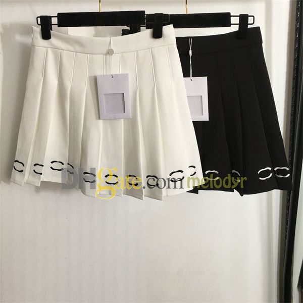 Mulheres sexy saia de cintura alta vestido plissado bordado carta mini saia verão designer branco preto a linha vestidos