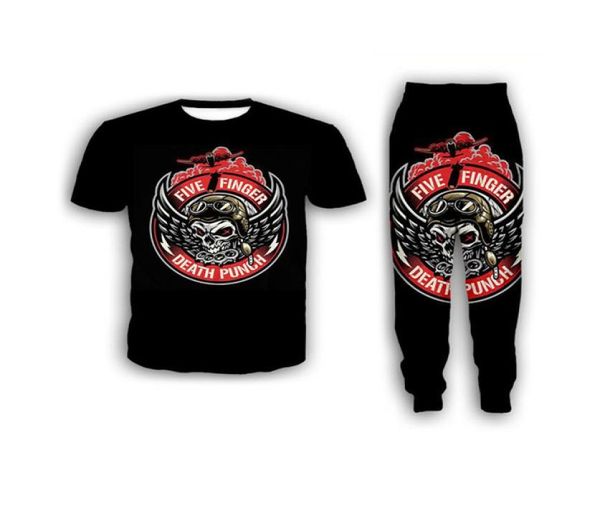 Neue Mode Damen Herren Five Finger Death Punch Lustiges 3D-Druck-T-Shirt Joggerhose Lässige Trainingsanzug-Sets S091994312