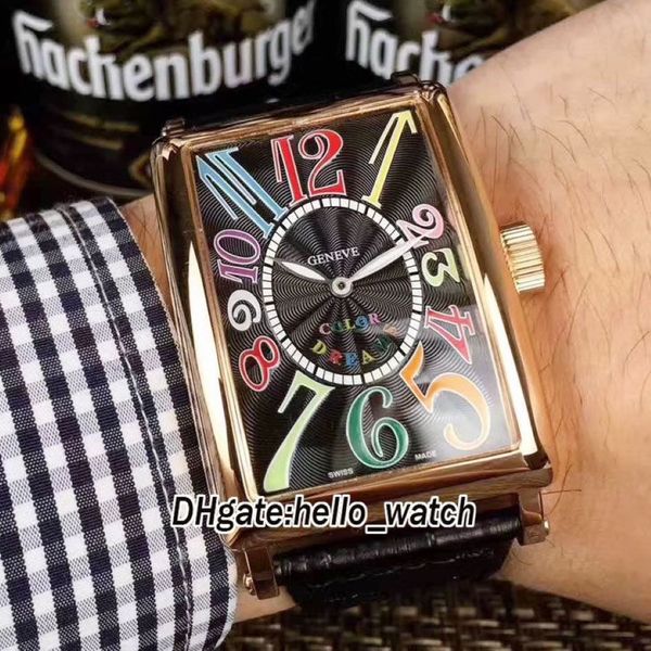 Hochwertige lange Sland Classique Color Dreams schwarzes Zifferblatt Automatik Herrenuhr Roségoldgehäuse Lederarmband Günstige neue Uhren285S