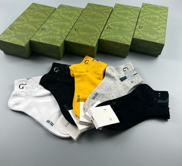24ss meias luxur para homens e mulheres esporte meia longa 100% algodão atacado casal 5 peças com designer de caixa