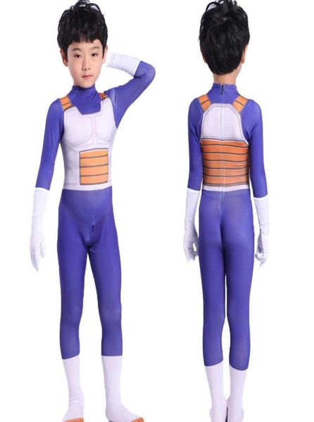 Halloween adulto crianças ternos filho goku filme bebê crianças vegetaboy cosplay traje anime super-heróis macacões cabelo preto q09109832199