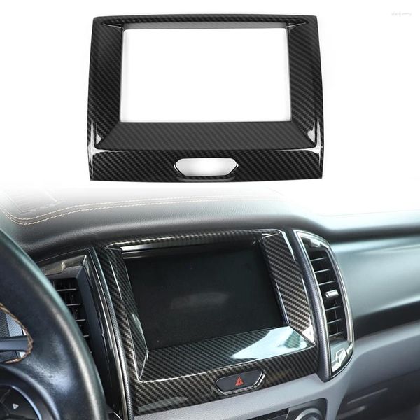 Innen Zubehör ABS Auto Navigation Rahmen Abdeckung Trim Für Ford RANGER T7 T8 2024 Carbon Faser Schwarz Set