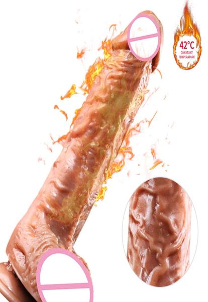 Neuankömmlinge Automatischer Teleskop-Heizdildo-Vibrator Gspot-Massage Riesiger realistischer Penis Sexspielzeug für Frauen6815108