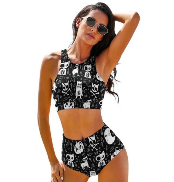 Costume intero Costume da bagno bikini con teschio Costume da bagno sexy taglio alto Surf 2 pezzi per costume da bagno paffuto8573123