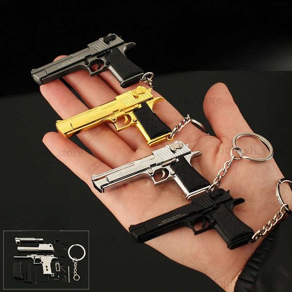 Pistola giocattoli 1/4 Desert Eagle lega pistola portachiavi anello pistola finta staccabile assemblare pistola giocattolo borsa a tracolla accessori ciondolo regalo T240309