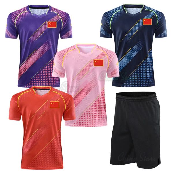 Polos China Uniformes de jogo de tênis de mesa Homens Mulheres Ping Pong Jerseys Kits, Meninas Meninos PingPong Camisa Shorts, Crianças Roupas de Tênis