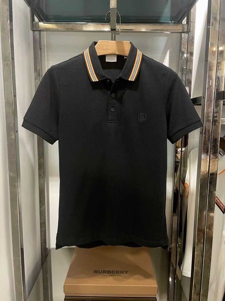 2023 Summer Circle TB bestickter kontrastierender Kragen B Family Double Silk Cotton Fabric Herren kurzärmeliges Halbarm-Poloshirt