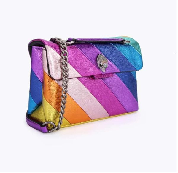 Bolsa de Deigner de Kurt Geiger Tamanho médio Bolsa de ombro Kensington Handbag de couro Rainbow Micro Fiber Eagle Luxury Cross Body Purse com Bag de moda completa464