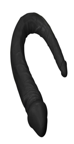 Schwarzer Doppeldildo, realistischer langer Doppel-Dildo, großer gefälschter Penis, weibliche Masturbation, Sexspielzeug für Frauen, Lesben234u9952722