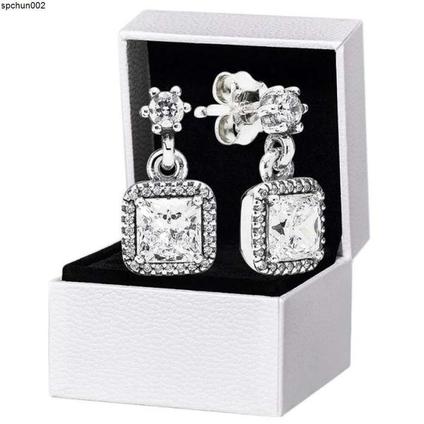 Orecchini pendenti con diamanti quadrati CZ per p 925 Gioielli in argento sterling per feste di nozze Donne Fidanzata Regalo Designer E5446038 H5lh