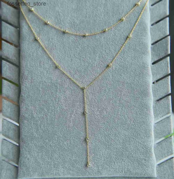 Anhänger Halsketten 925 Sterling Silber Schicht lange Kette Halskette für Frauen Hochzeit mit Gold Silber Farbe plattiert CZ gepflastert Station Schmuck209M L240309