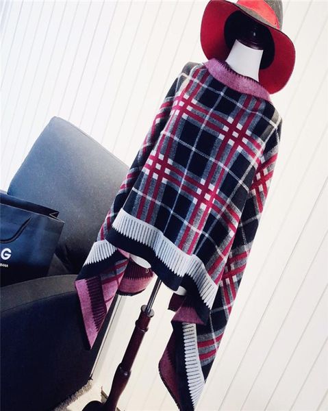 Sciarpa in cashmere imitazione double face diretta dal produttore, con motivi scozzesi, scialle in lana tirata calda intera8428785