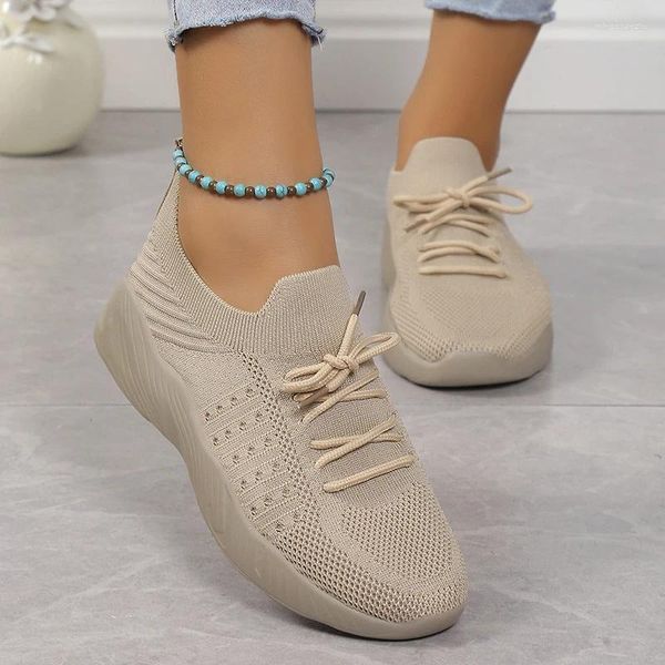 Casual Scarpe da Donna Lavorato a Maglia Traspirante Scarpe da Ginnastica Leggero Antiscivolo Sport Tennis per Le Donne 2024 Autunno Appartamenti Zapatillas Mujer