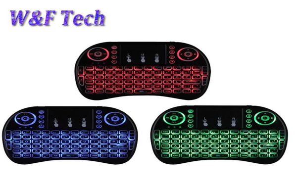 Rii I8 24GHz Mouse sem fio Teclados para jogos com luz de fundo branca Multicolor Retroiluminado Mouse Controle Remoto para TV Android Boxes MXQ PR5908030