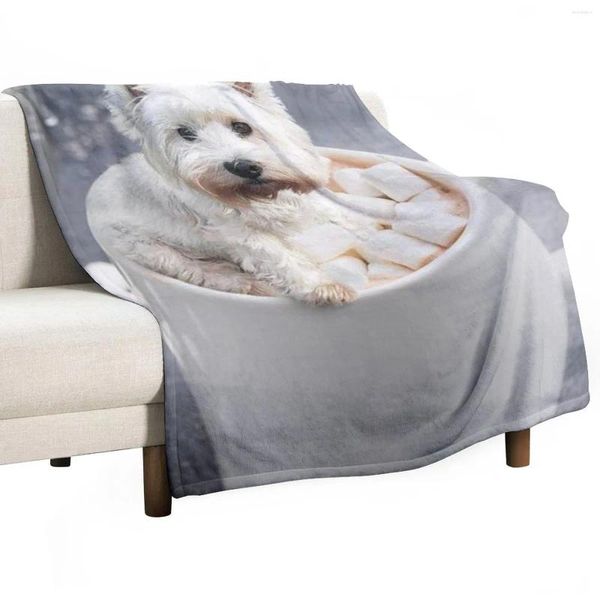 Decken West Highland White Terrier Becher Überwurf Decke Flanell Stoff Bett Plaid auf dem Sofa Steppdecke