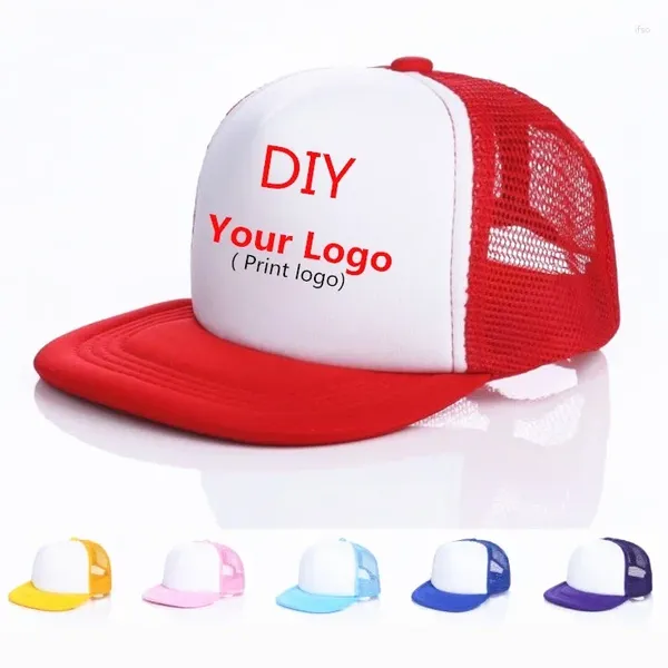 Ball Caps Kids Nefes Alabilir DIY Baskı Logosu Beyzbol Snapbacks Düz Özel Şapkalar Kamyoner Erkek Kız Gorras Takım Çocuk İçin