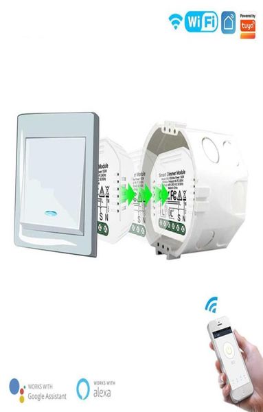 Diy mini wifi vida inteligente tuya controle remoto módulo de interruptor dimmer luz inteligente trabalho com alexa google casa novo a57213a5852793