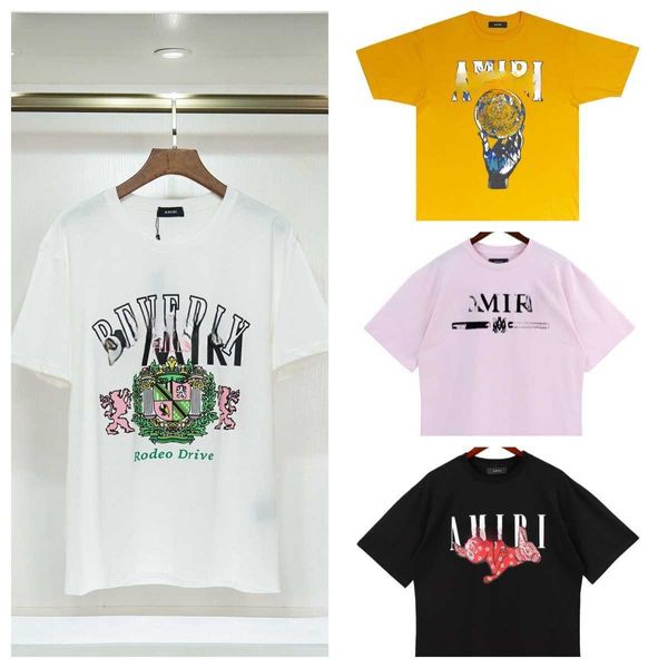 Amirs Designer Mens Camisetas Verão Mulheres Moda Camisetas Soltas Tees Marcas Tops Camisa Casual Roupas Shorts Manga Roupas Gráfico Vintage Fringe T-shirt 3CNN