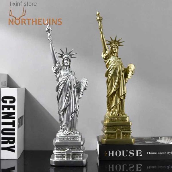 Estatuetas de objetos decorativos NORTHEUINS Resina Vintage Estátua da Liberdade Estatuetas para interior Coleção de modelos de personagens Artesanato Casa Sala de estar Decoração de escritório T24