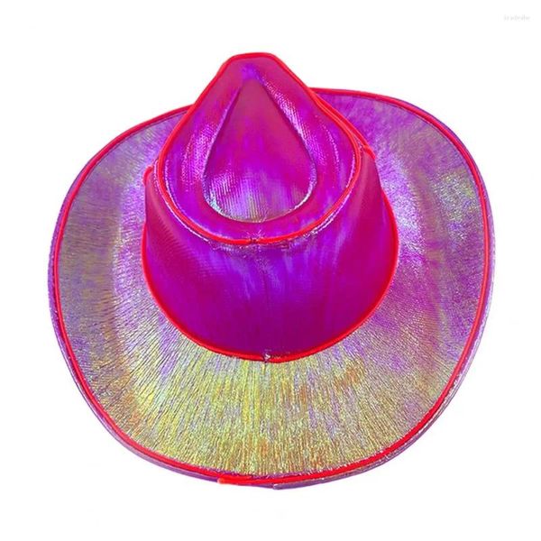 Cappellini a sfera Cappello fluorescente a led Cowboy hip-hop Cowgirl incandescente per addio al nubilato Discoteca wireless Notte occidentale