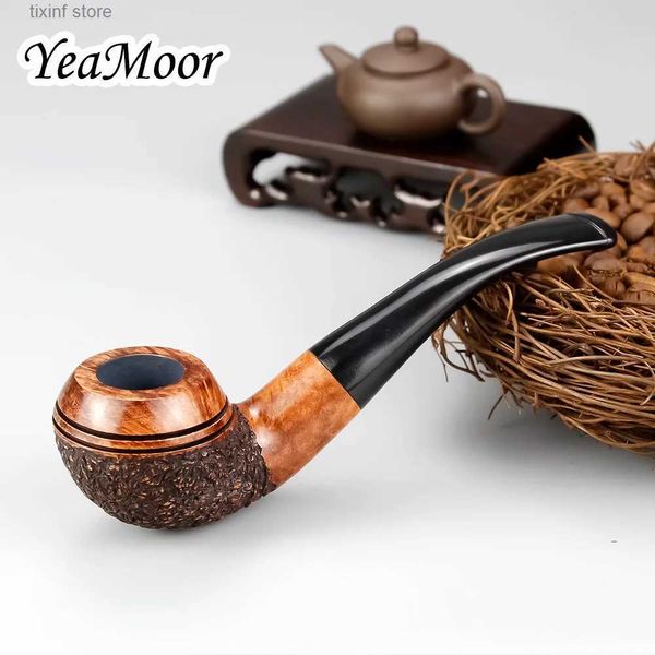 Outros Home Garden ic Briar Wood Pipe 9mm Filtro Aleatório Esculpido Cachimbo Briar Tabaco Vintage Bent Briar Pipe Gift Tools Set T240309