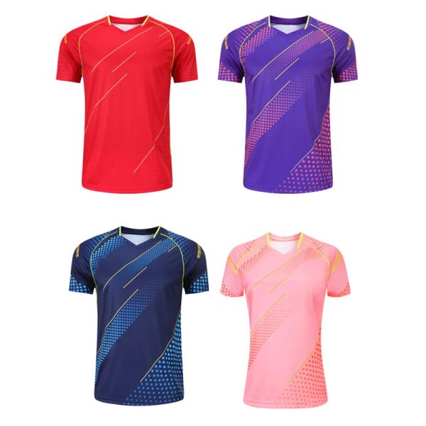 Camisas das mulheres dos homens de secagem rápida respirável manga curta tênis mesa camisas esportivas correndo fitness topo badminton camisas kaos pingpong
