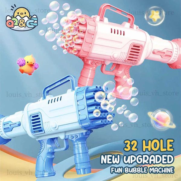 Pistola giocattoli grande 32 fori bolle pistola giocattolo per bambini razzo macchina per bolle di sapone soffiatore automatico portatile pomperos con giocattolo leggero per regali di Natale T240309