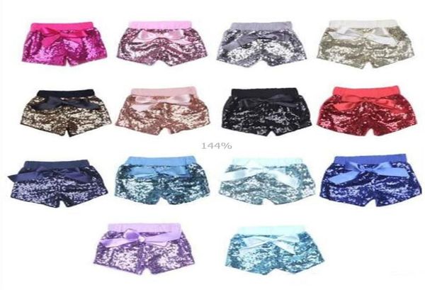 Bebê lantejoulas shorts calças de verão meninas glitter bling dança festa shorts lantejoulas traje brilho bowknot shorts moda boutique trous6232704