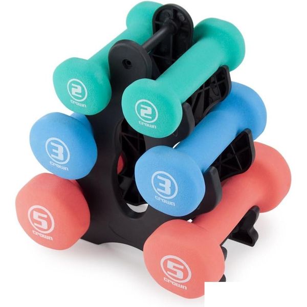 Altri articoli sportivi Pesi a mano Manubri Set con rastrelliera - Neoprene morbido e confortevole per palestra domestica Set di manubri per interni ed esterni Dh6Zf