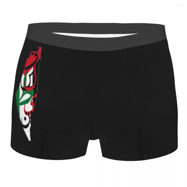 Mutande Uomo Palestina In Arabo Mappa Palestinese Bandiera Intimo Divertente Boxer Slip Pantaloncini Mutandine Homme Morbidi