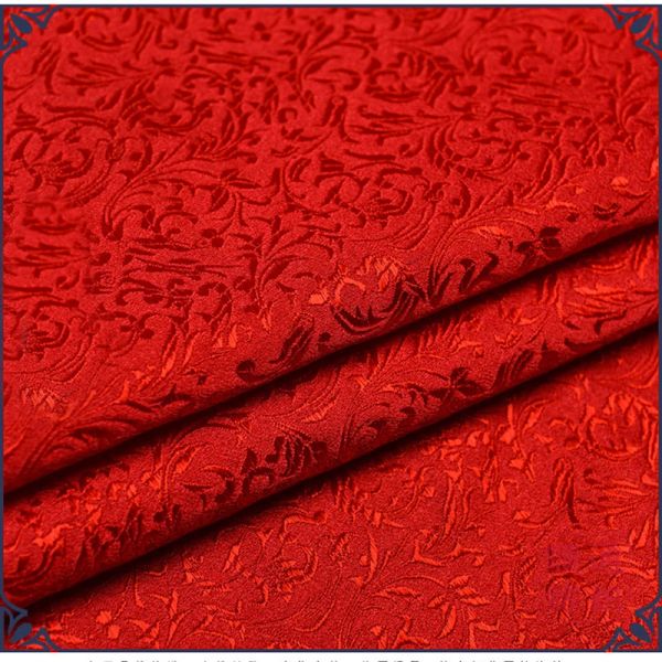 Kleider 75x 100 cm Metallic Jacquard Brocade Stoff, rotes Weizenblumenmuster 3d Jacquard Garn gefärbte Stoff für Frauenmantelkleidrock